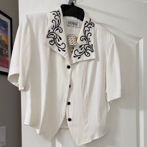 Expose White Embroidered Women's Top